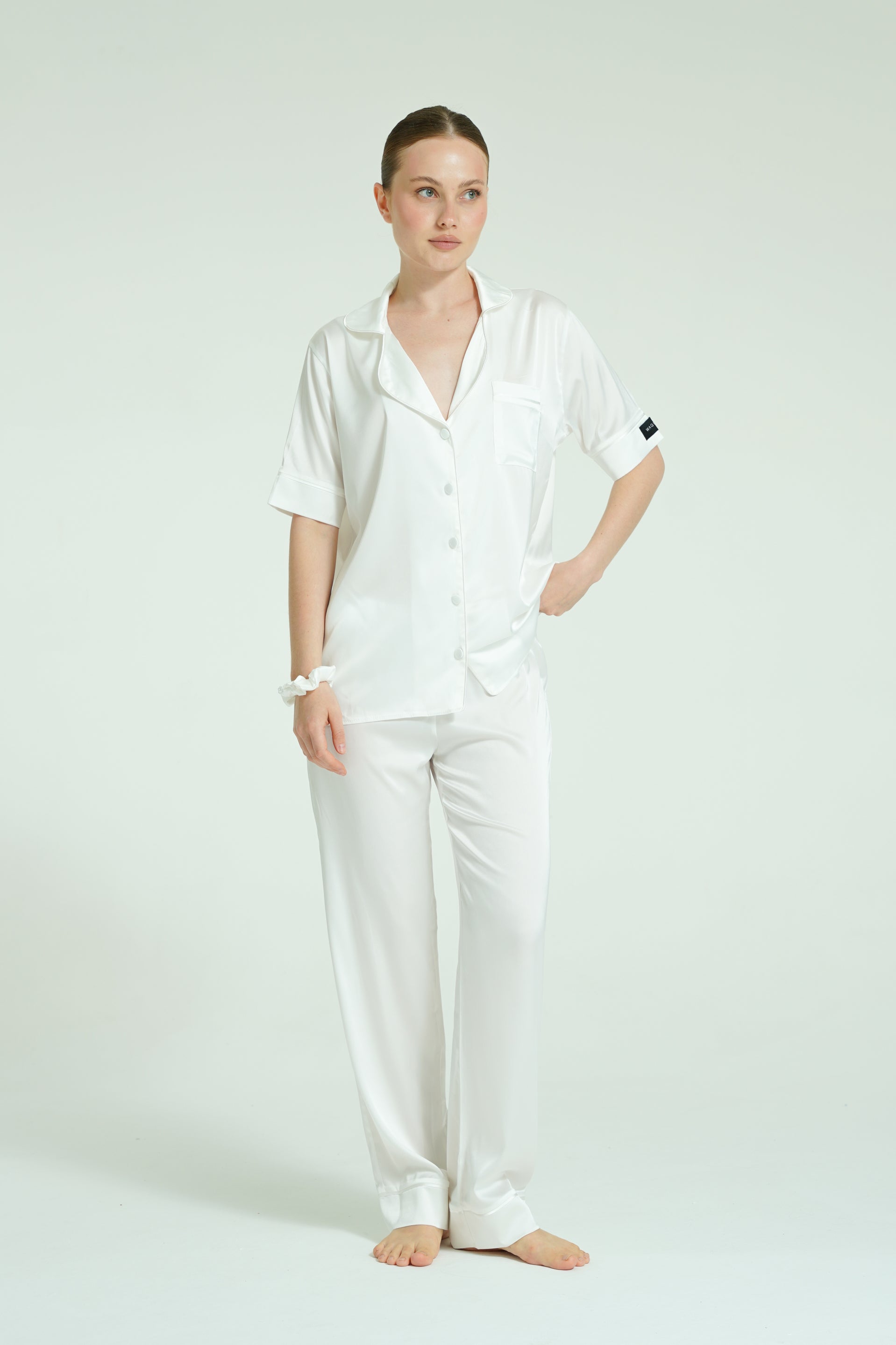 Pure Ivory – 3 Parça Saten Pijama Seti