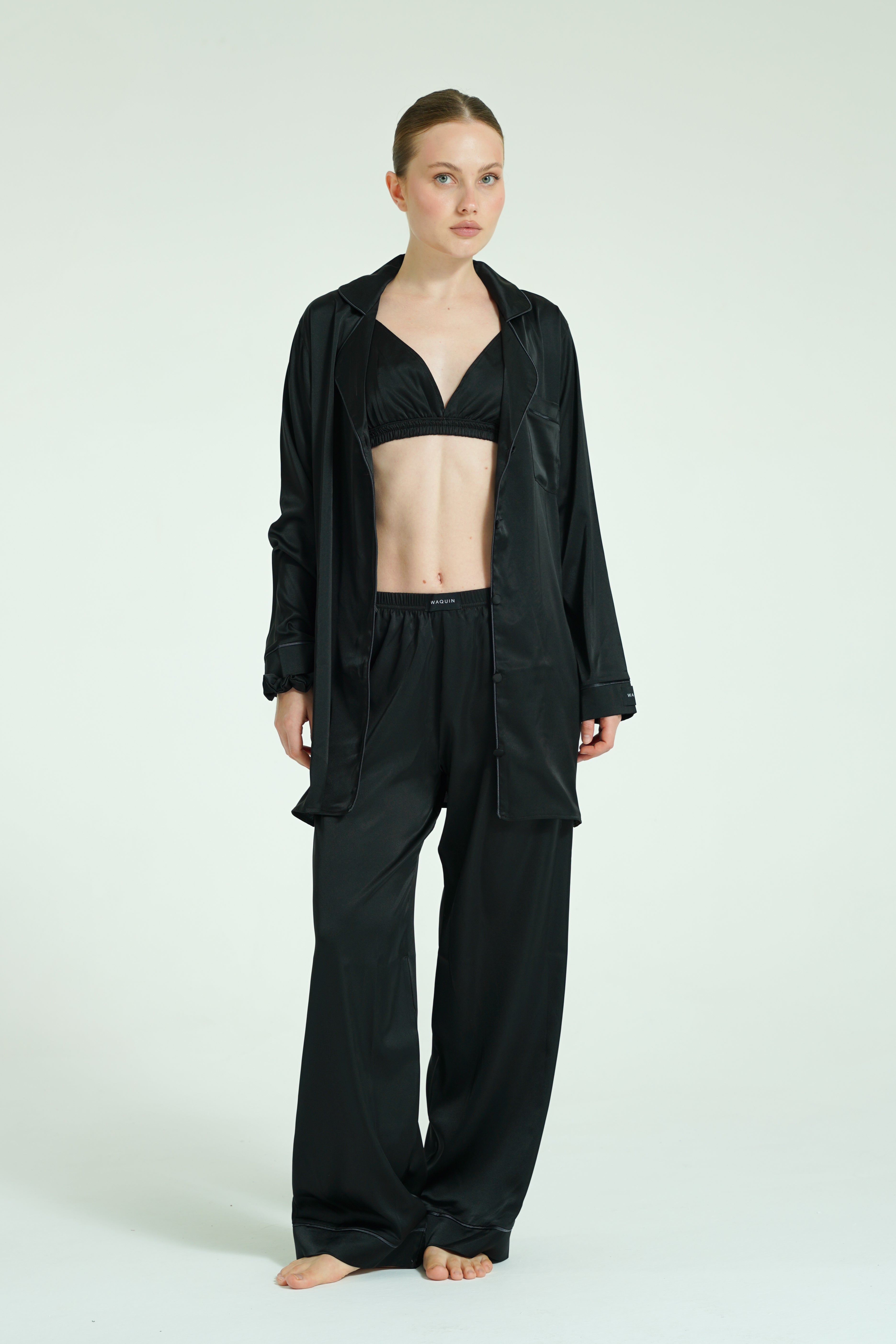 Noir Trio – 4 Parça Saten Pijama Seti