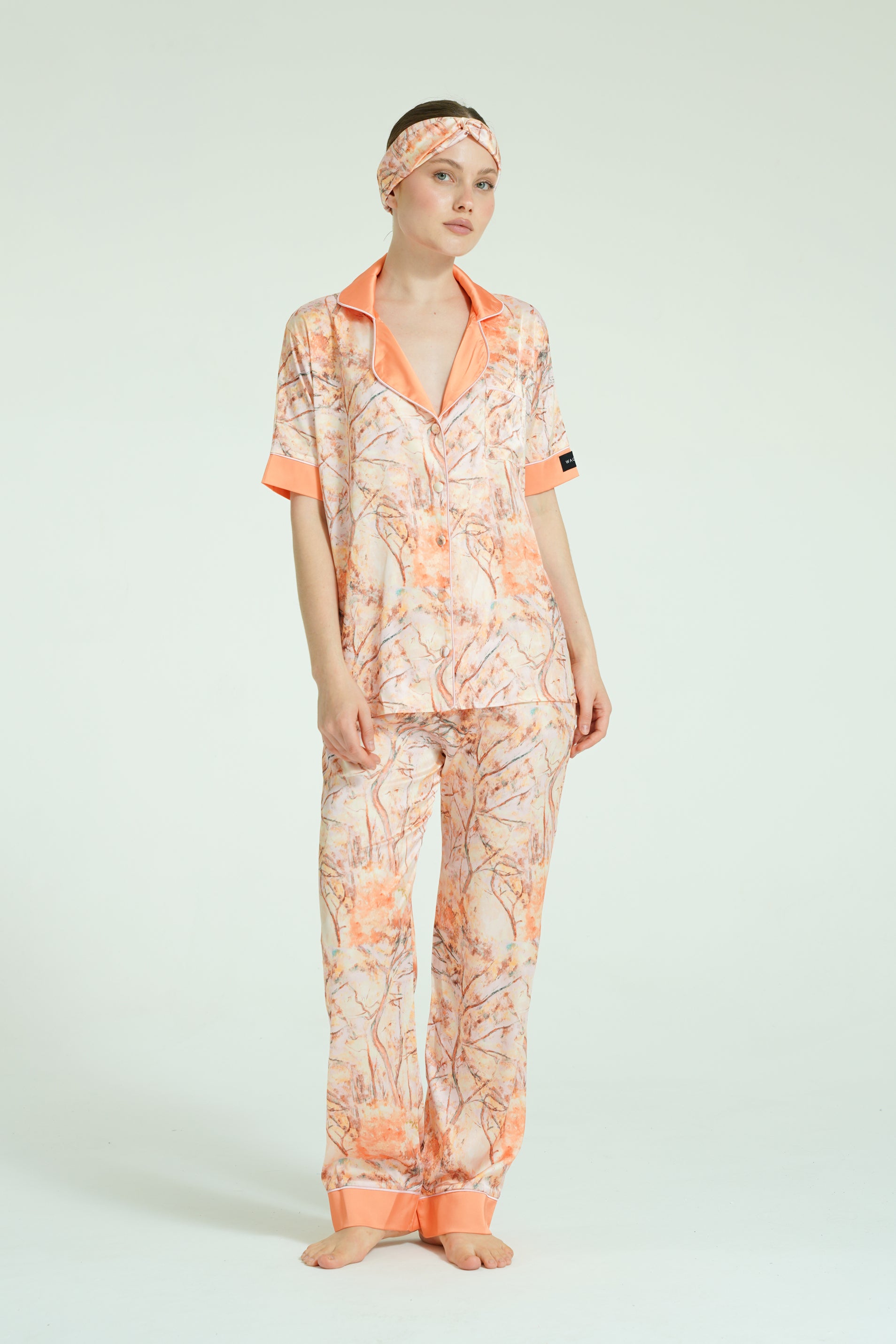 Sunset Marble – 3 Parça Saten Pijama Seti