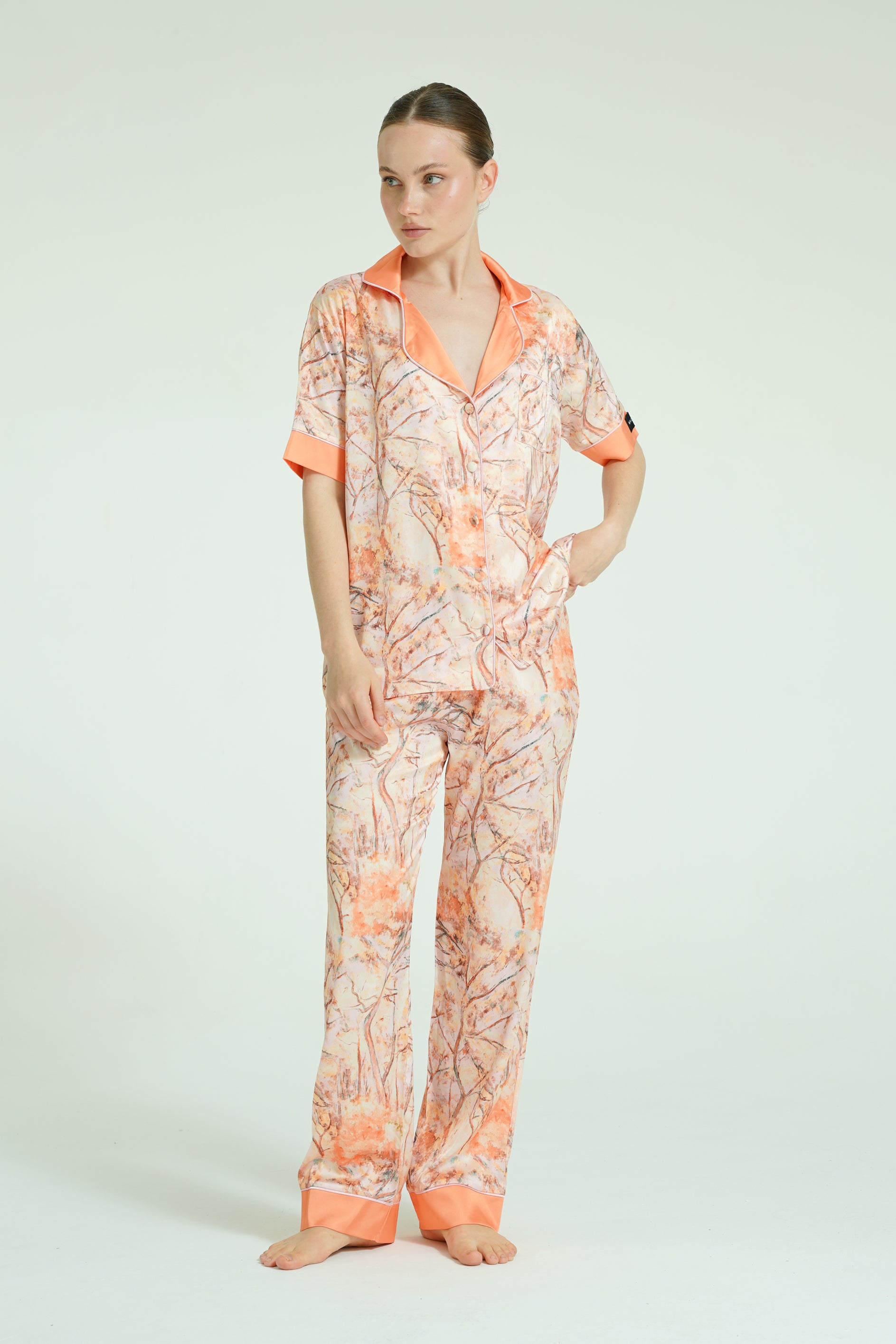 Sunset Marble – 3 Parça Saten Pijama Seti