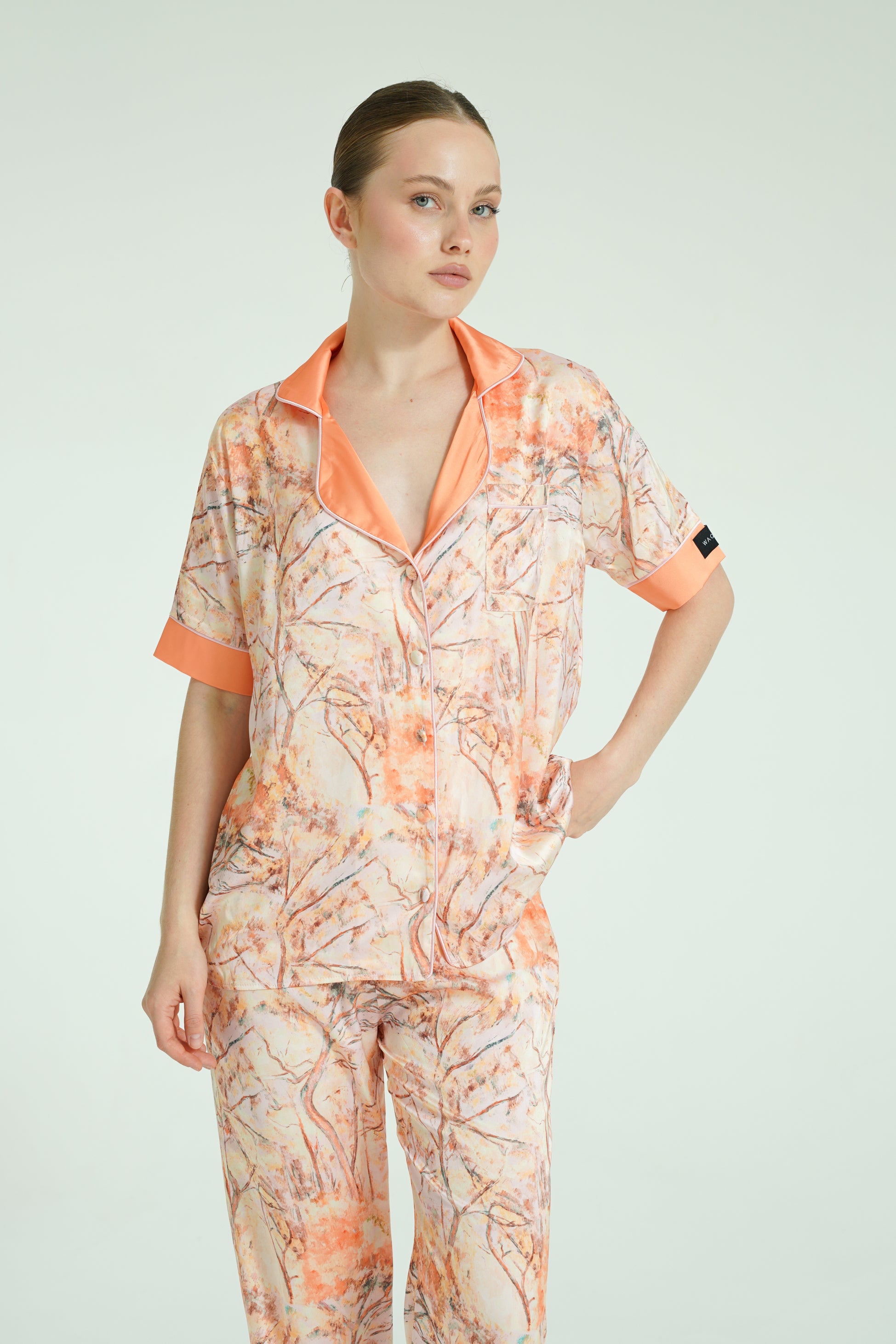 Sunset Marble – 3 Parça Saten Pijama Seti