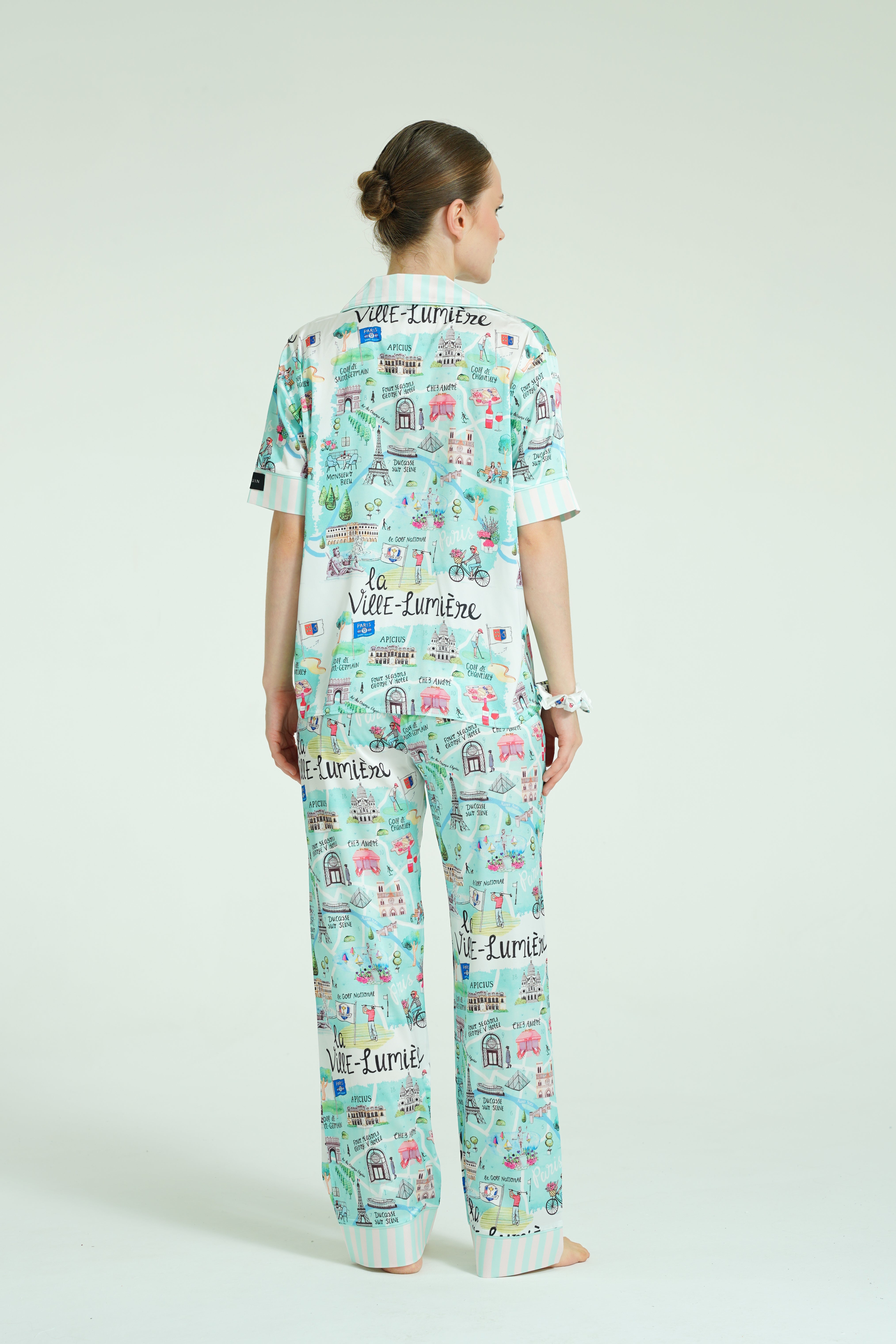 Amalfi Breeze – 3 Parça Saten Pijama Takımı