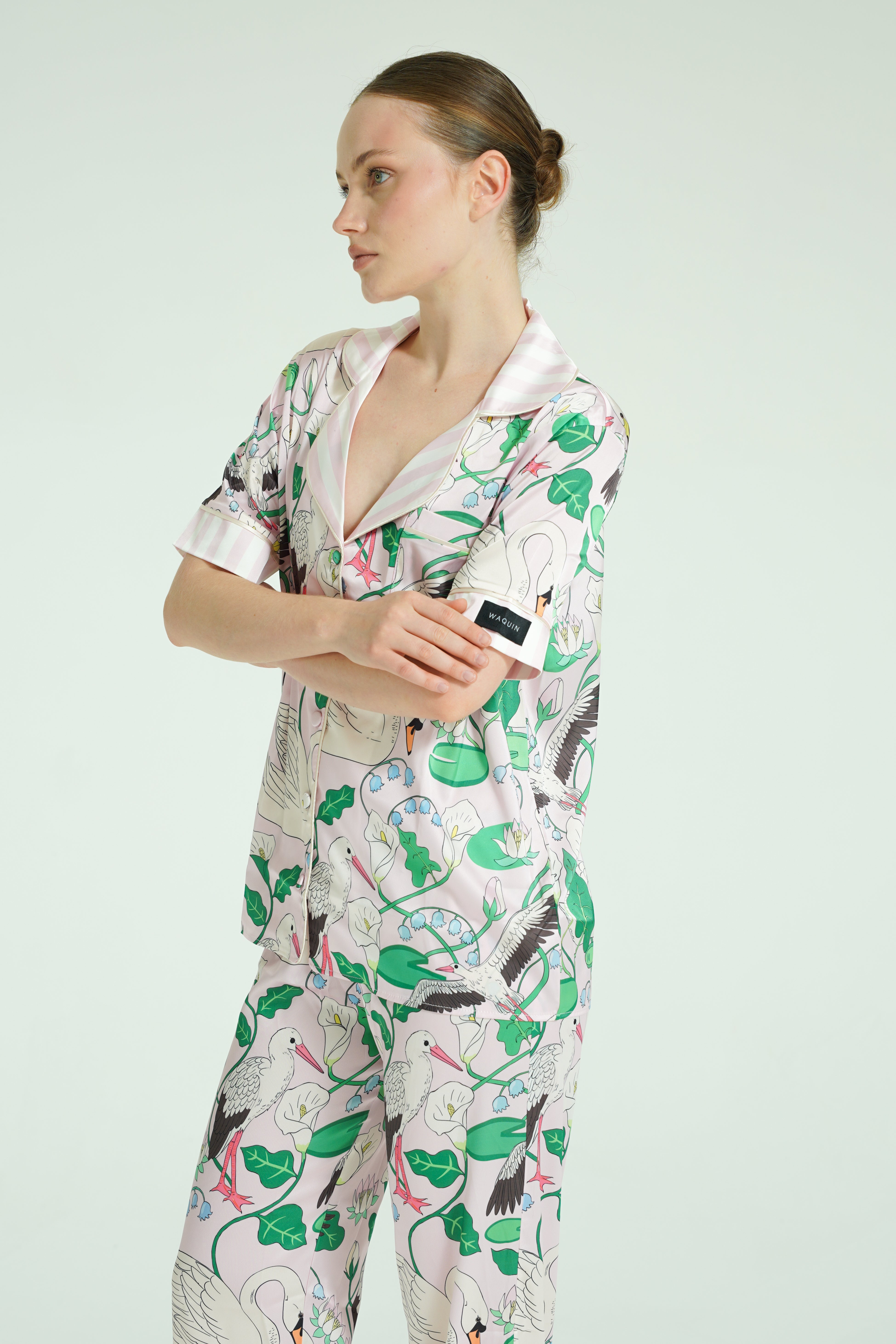 Lily Swan Reverie – 3 Parça Saten Pijama Takımı