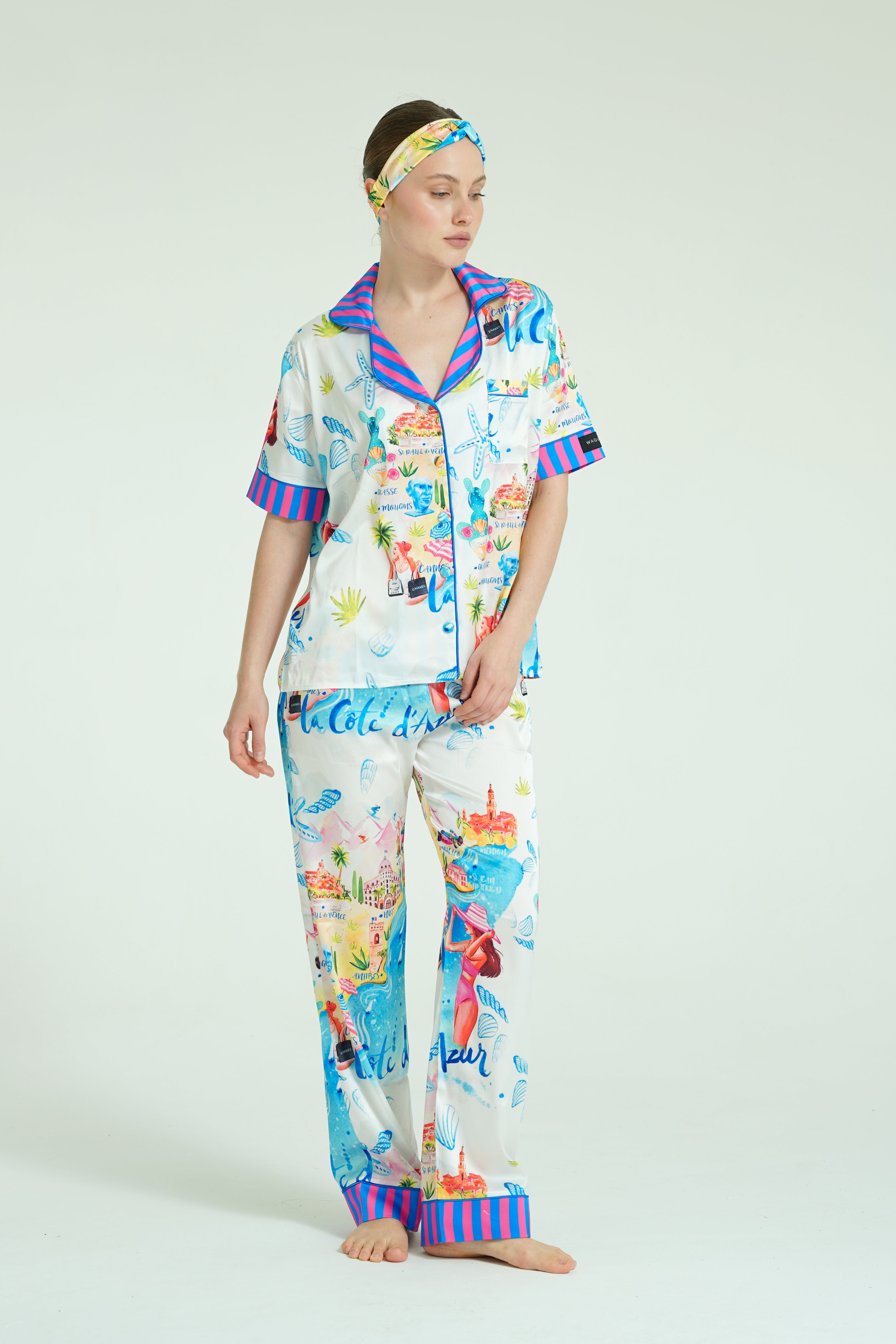 Côte d’Azur Muse – 3 Parça Saten Pijama Takımı