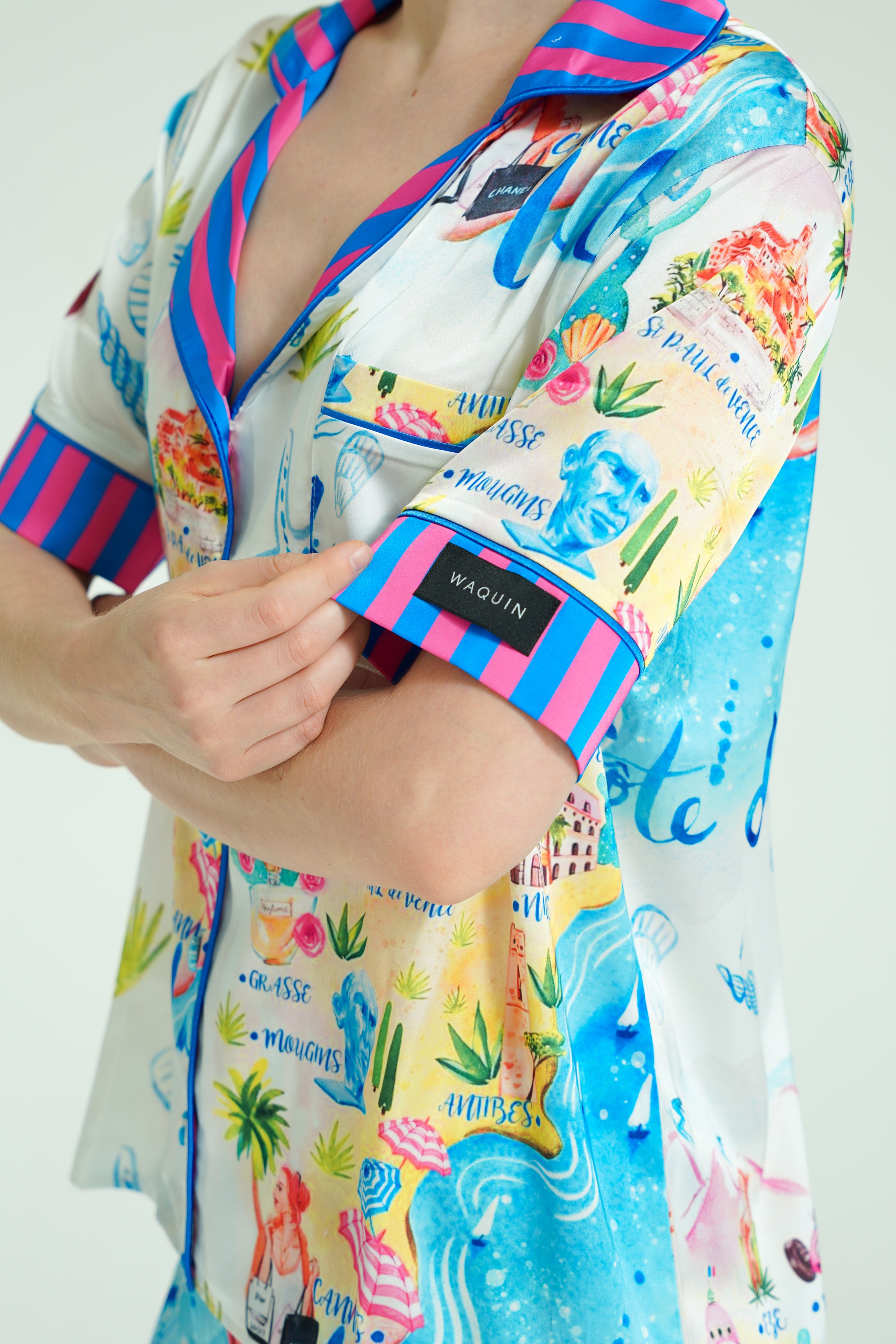 Côte d’Azur Muse – 3 Parça Saten Pijama Takımı