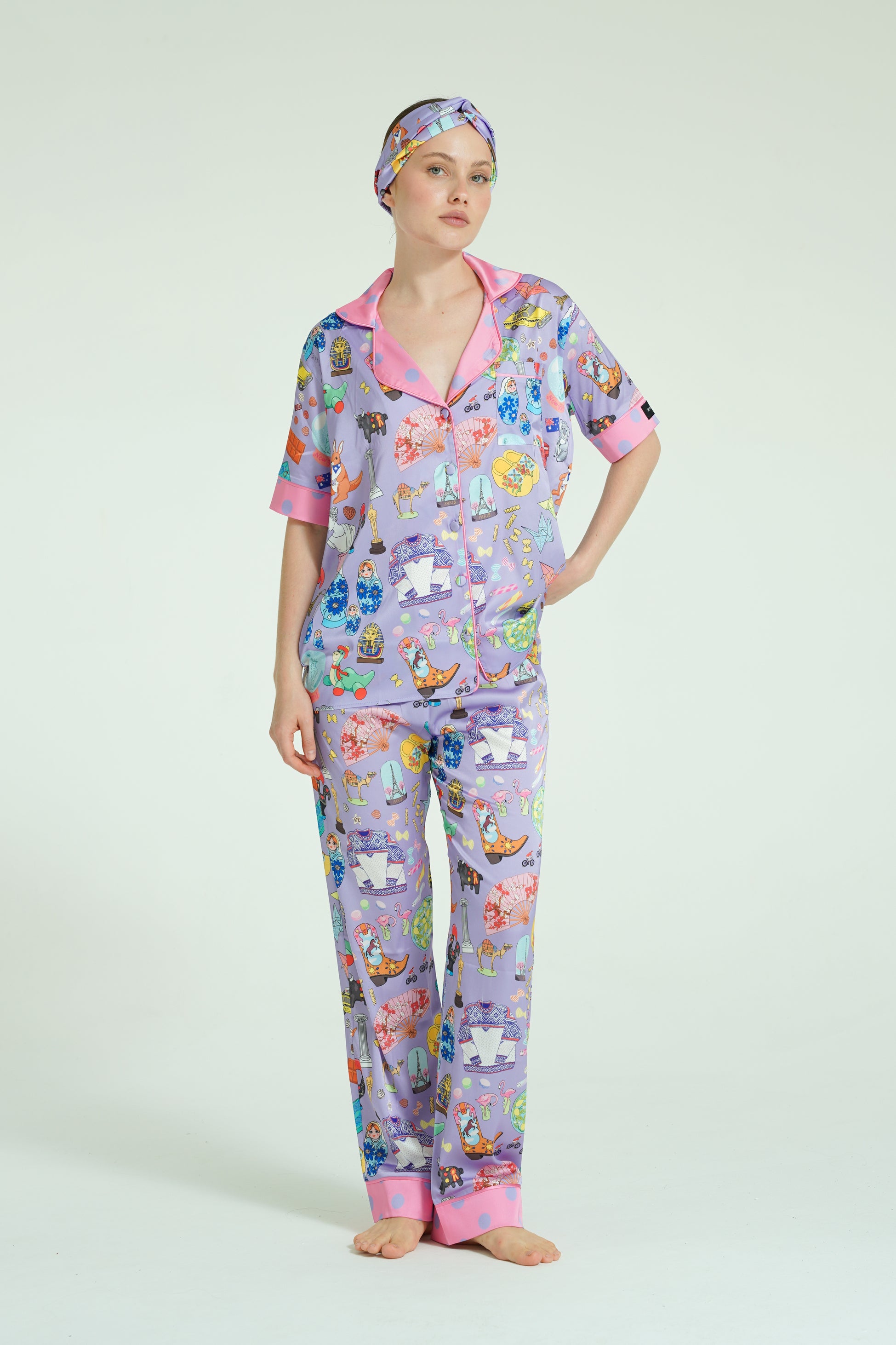 Nomade Pop Story – 3 Parça Saten Pijama Takımı