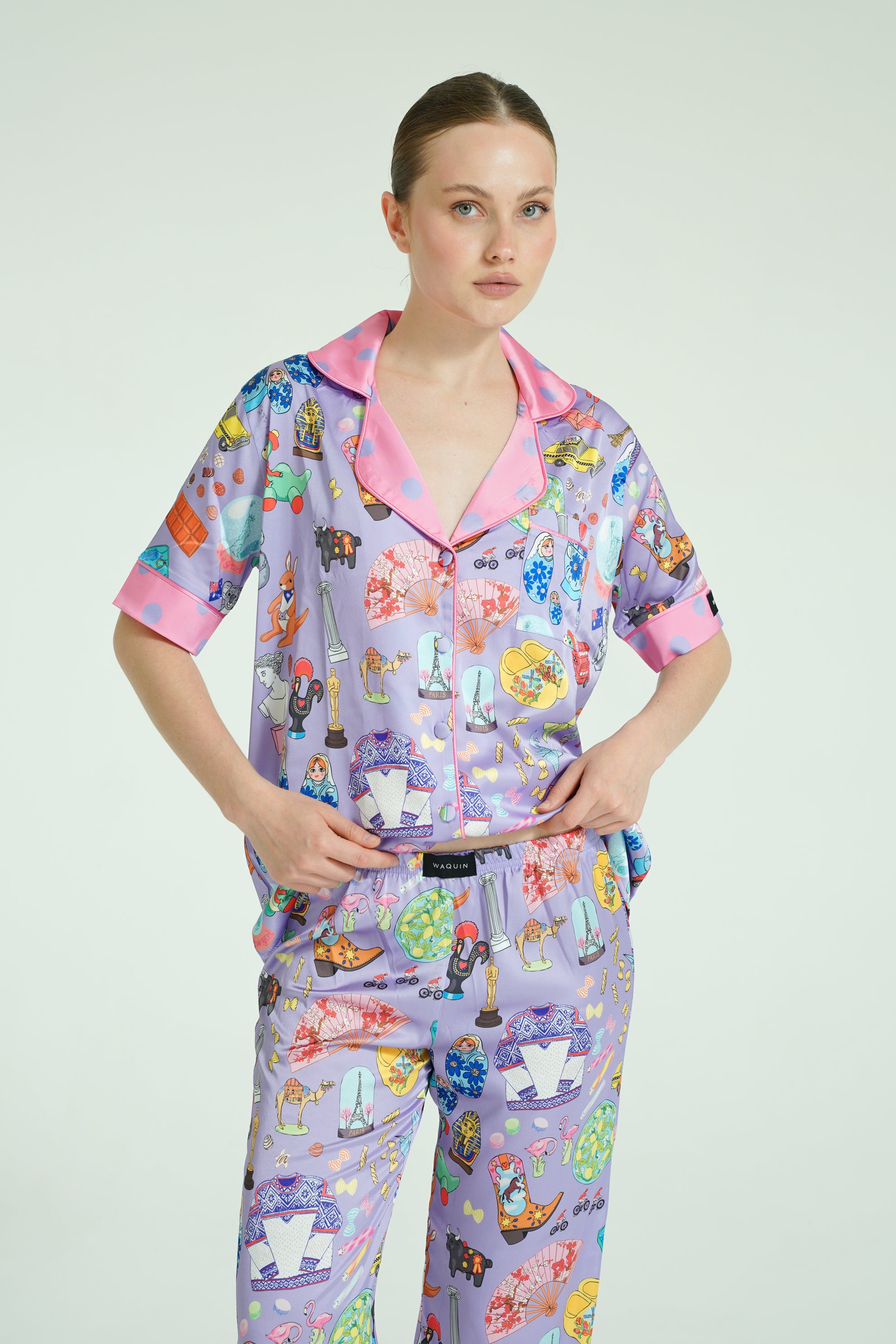 Nomade Pop Story – 3 Parça Saten Pijama Takımı