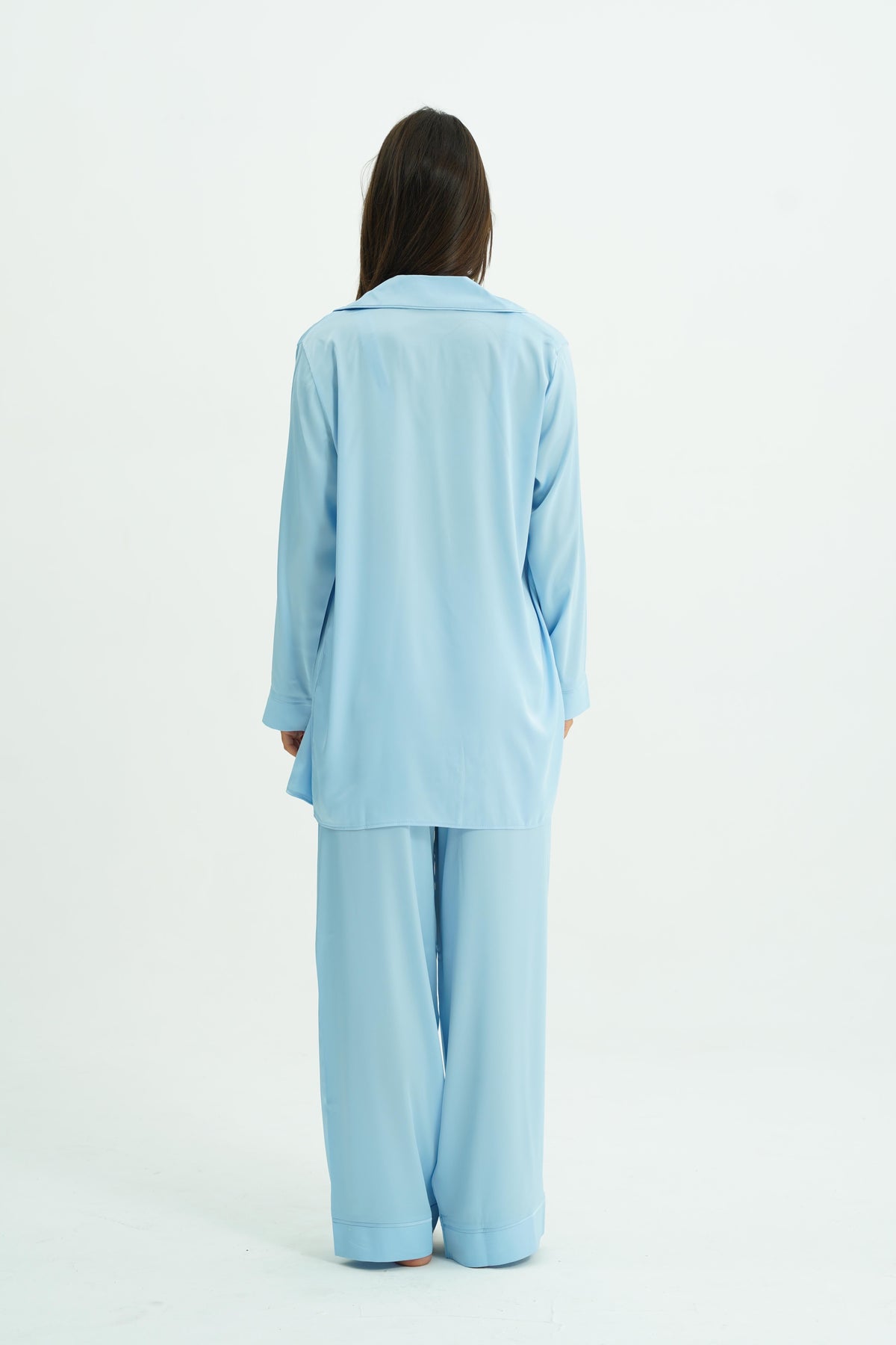 Luna Blue – 4 Parça Saten Pijama Seti
