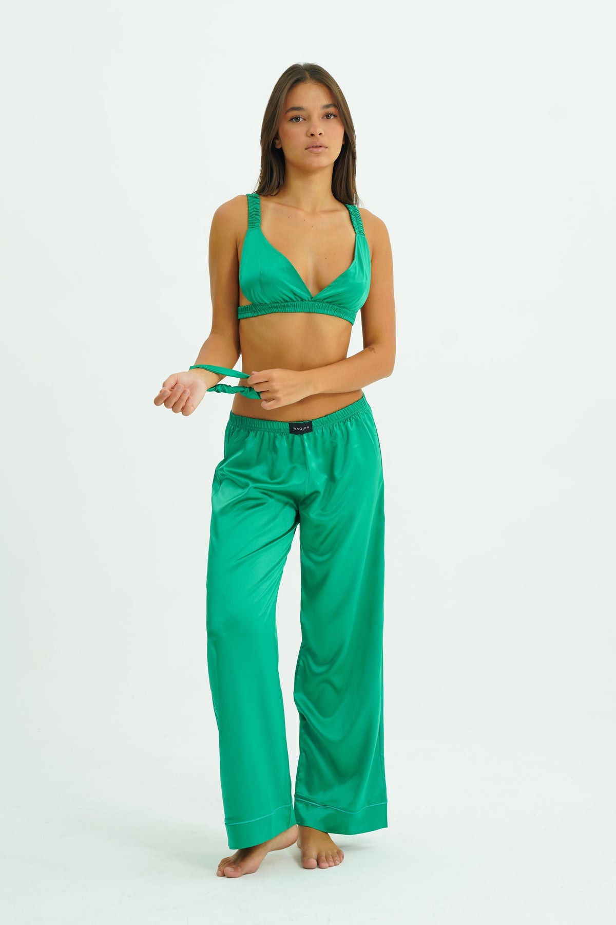 Emerald Aura – 4 Parça Saten Pijama Seti
