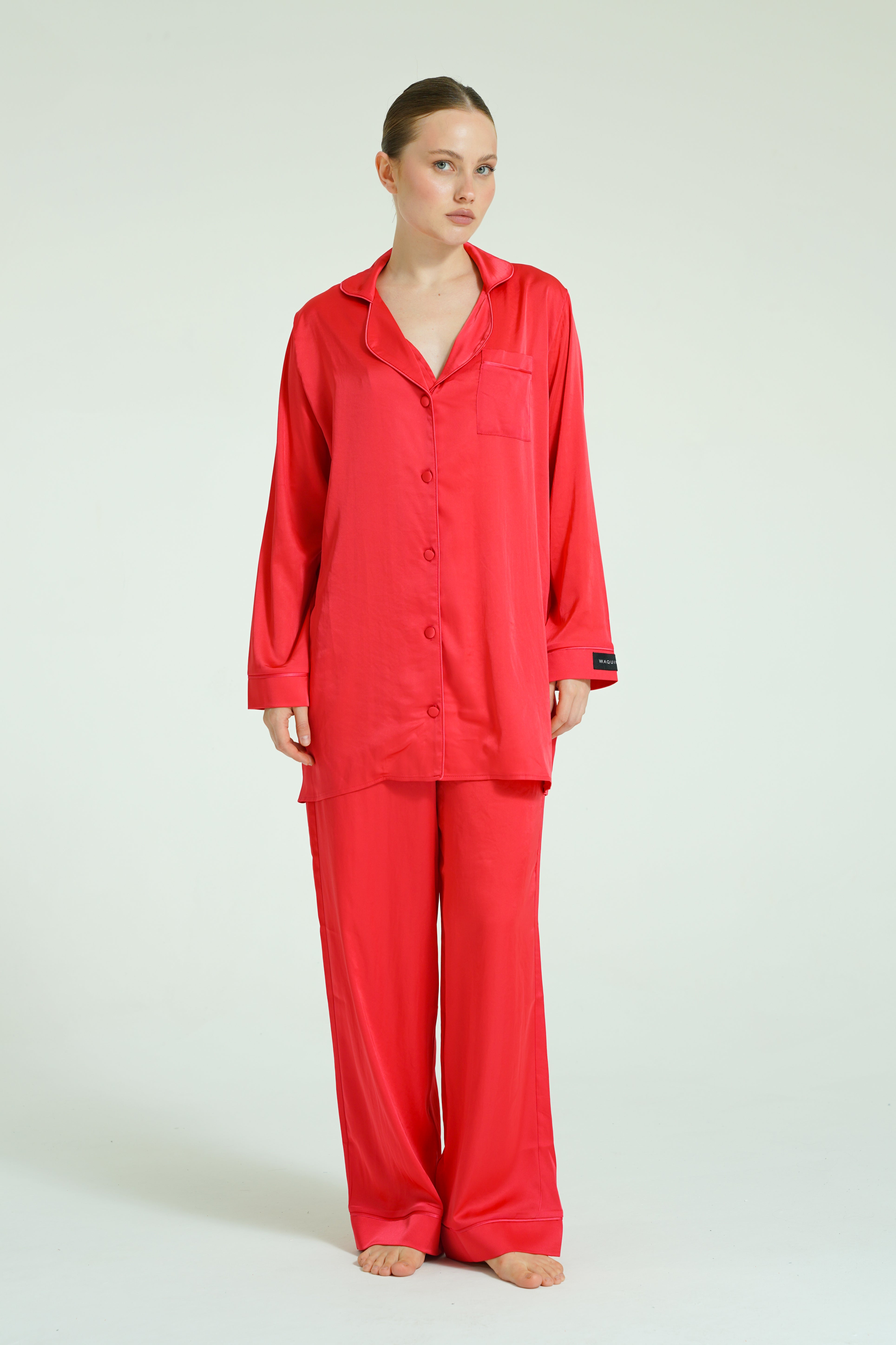 Ruby Trio – 4 Parça Saten Pijama Seti