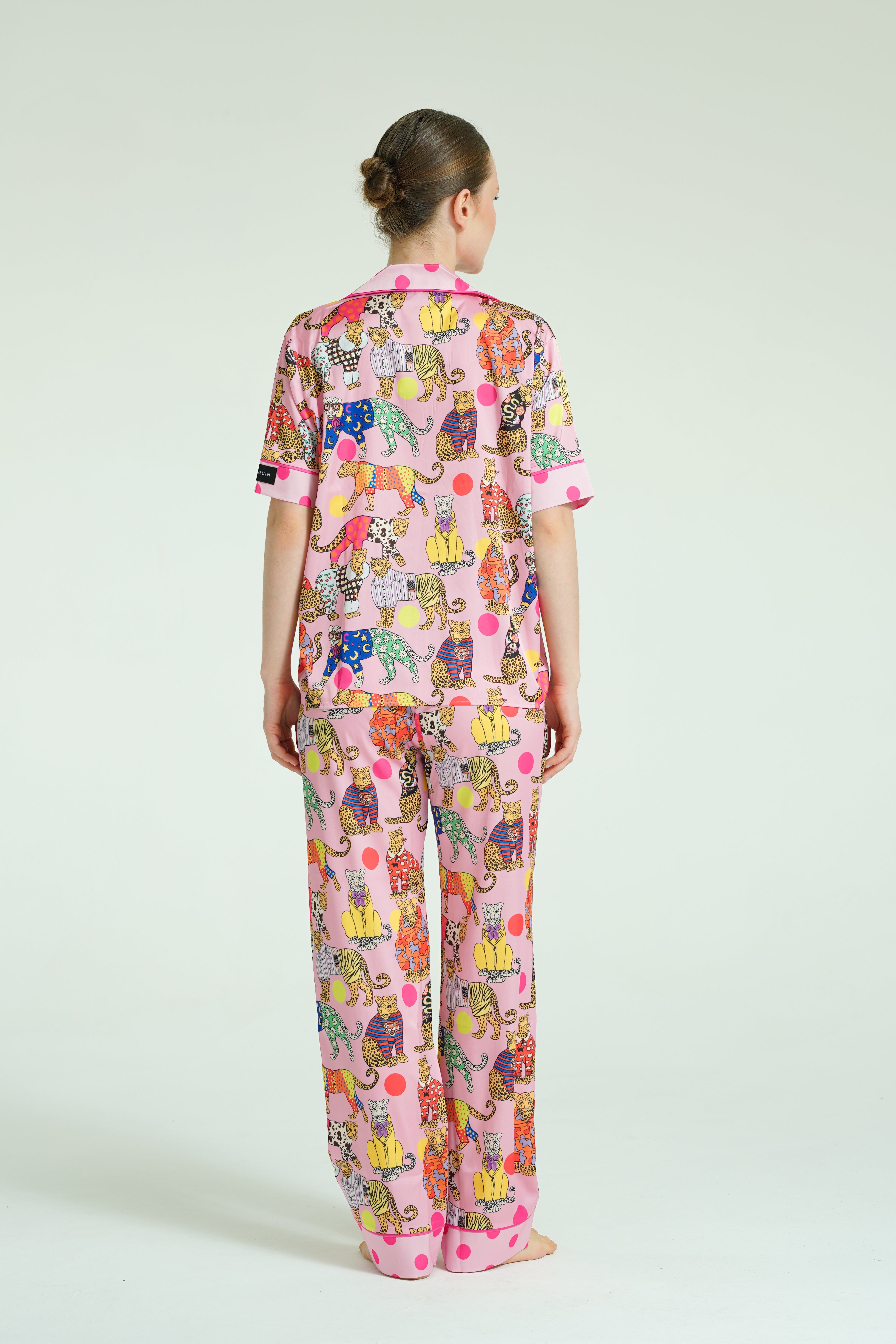 Velvet Jungle Muse – 3 Parça Saten Pijama Takımı