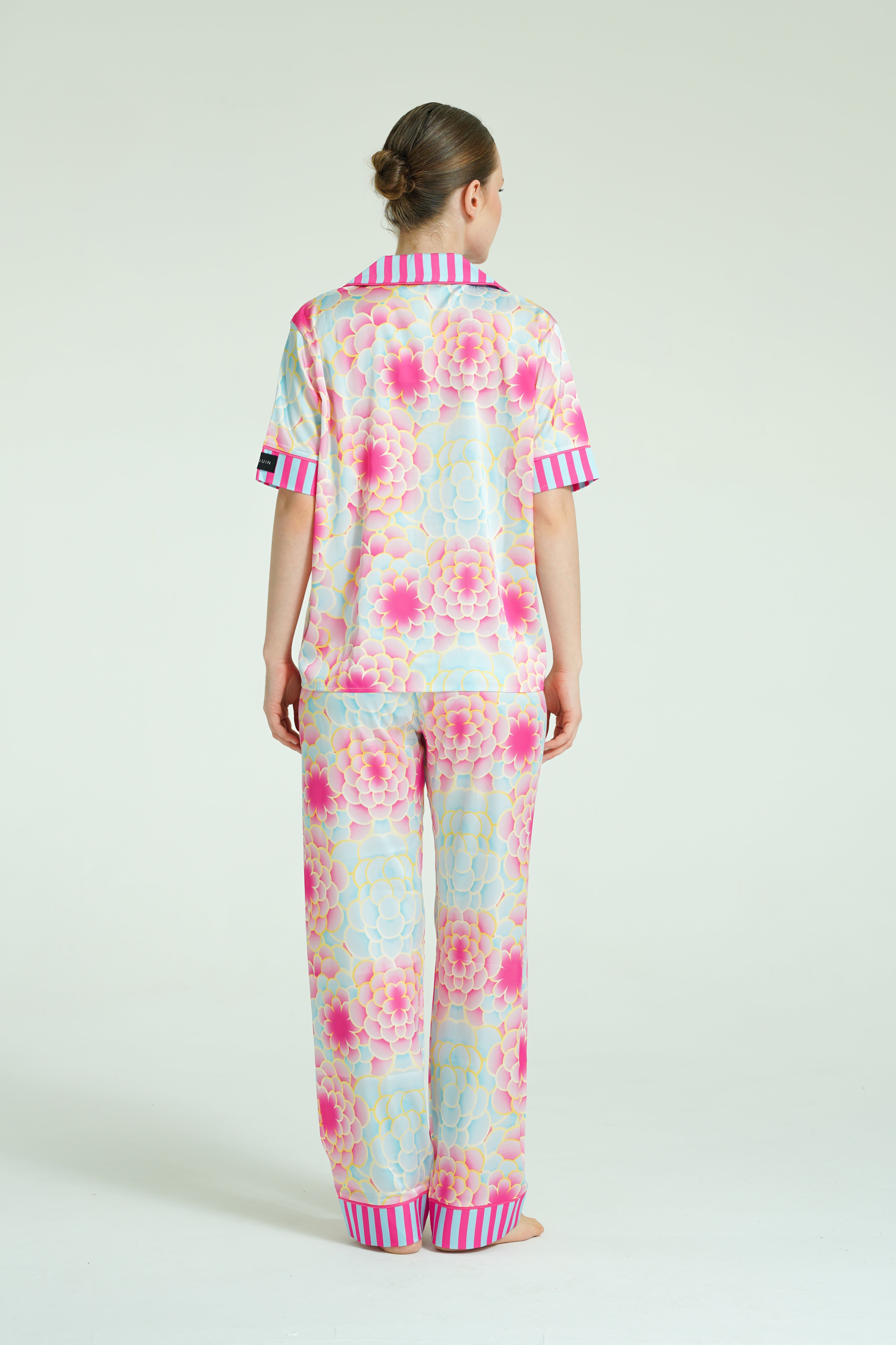 Blush Bloom Muse – 3 Parça Saten Pijama Takımı
