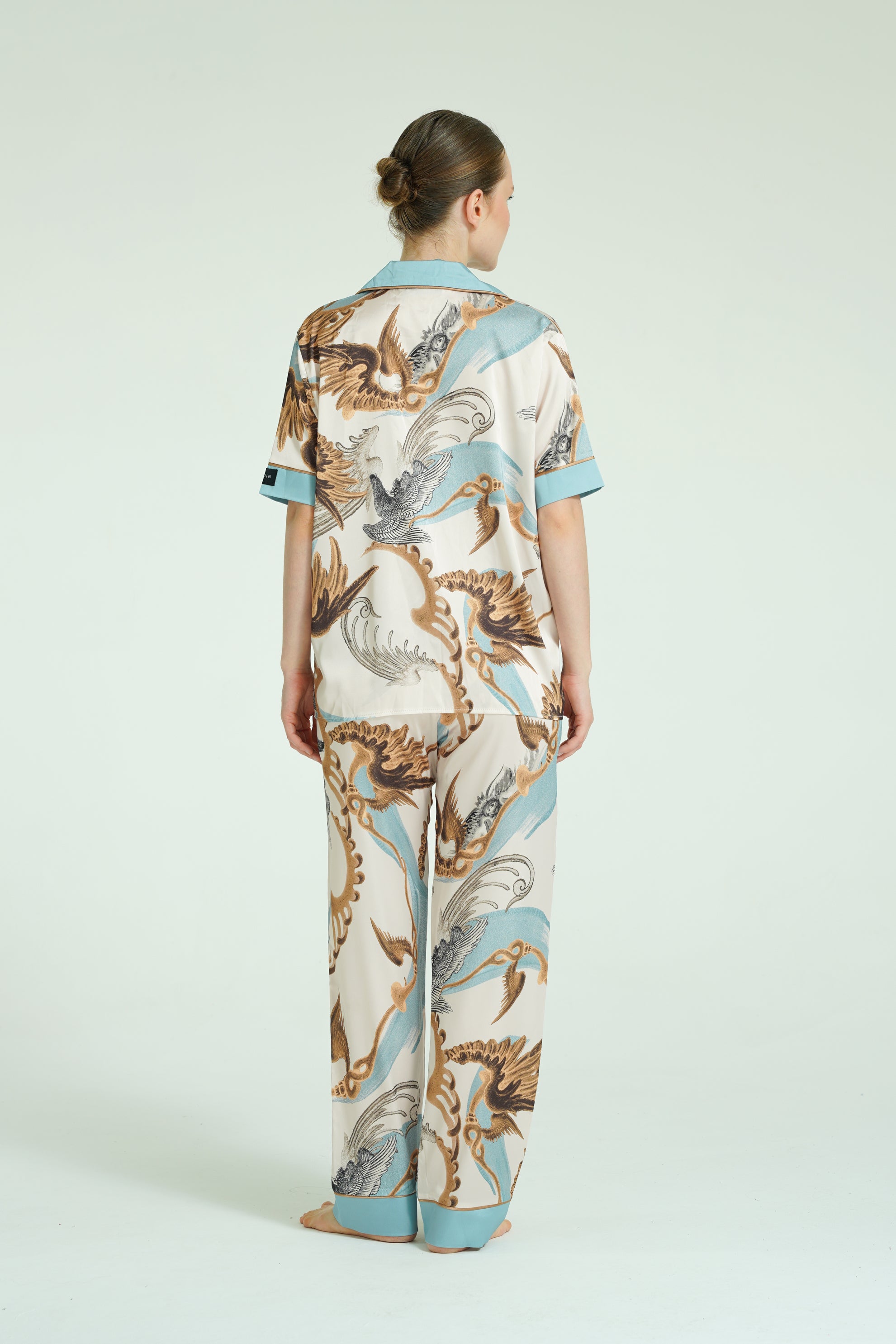Azure Myth – 3 Parça Saten Pijama Seti