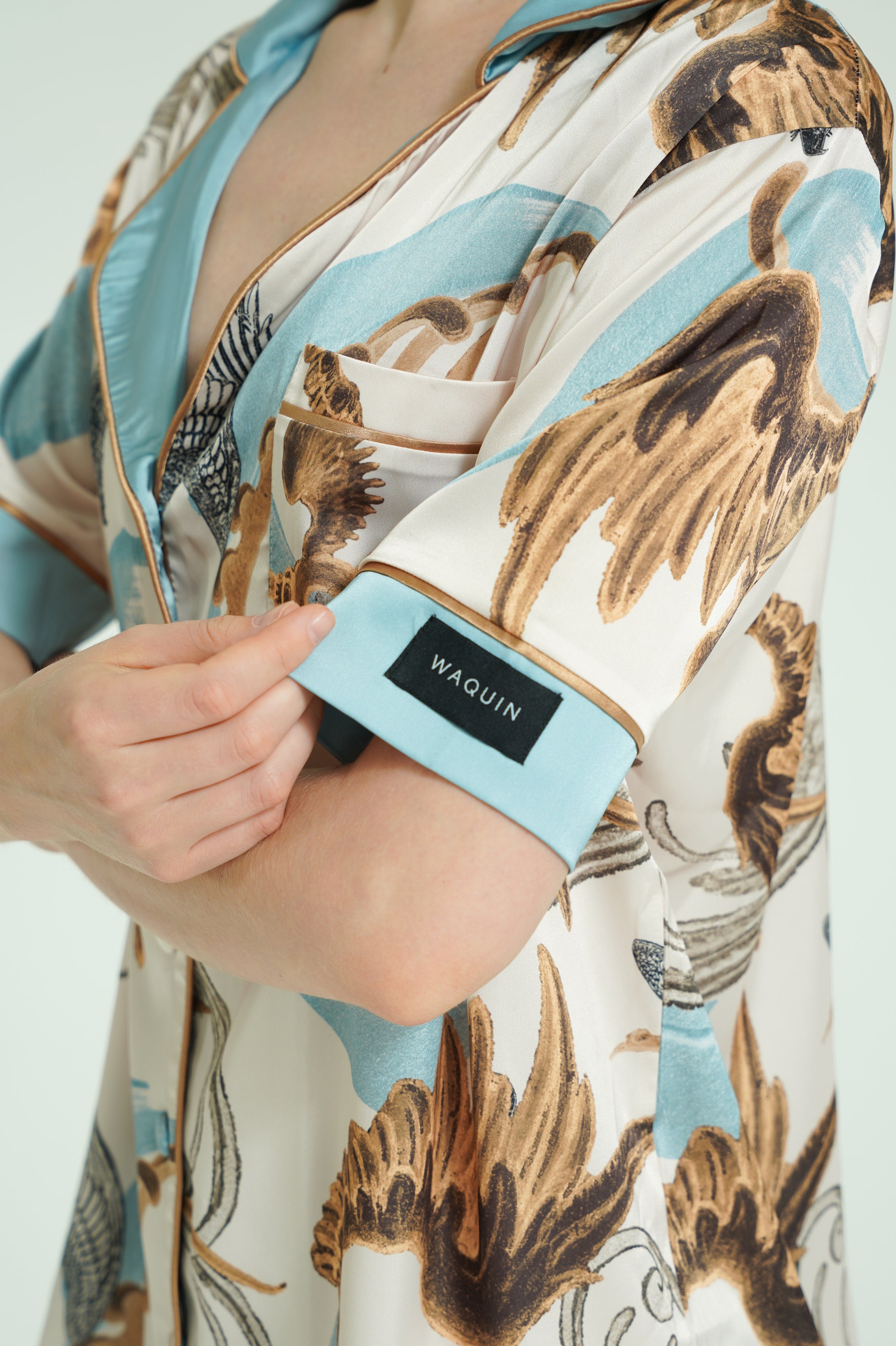 Azure Myth – 3 Parça Saten Pijama Seti