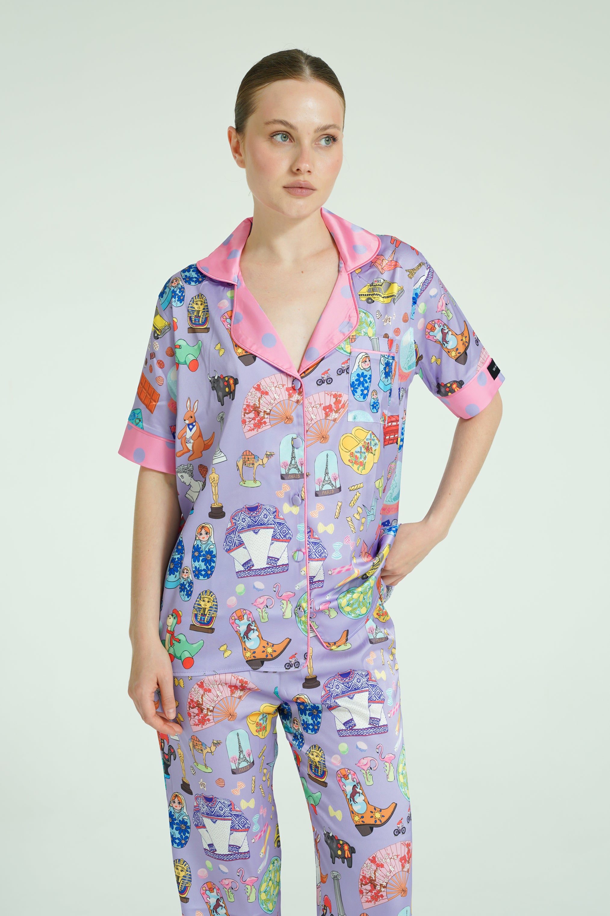 Nomade Pop Story – 3 Parça Saten Pijama Takımı