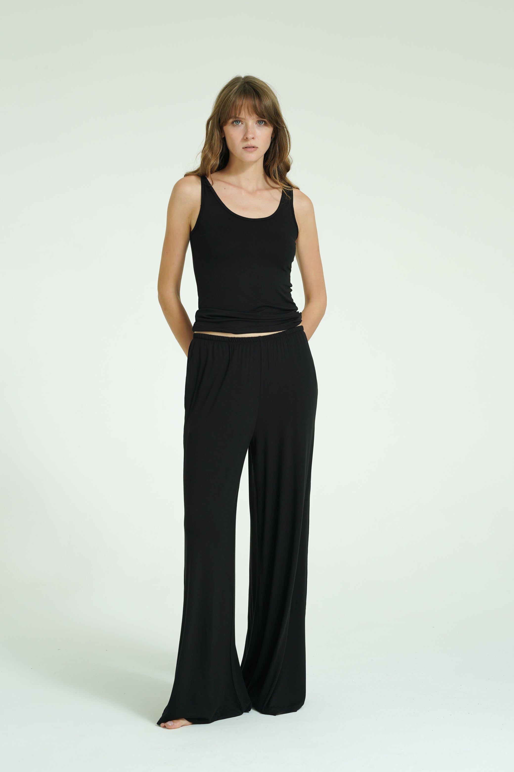 Dökümlü Rahat Pantolon - Siyah