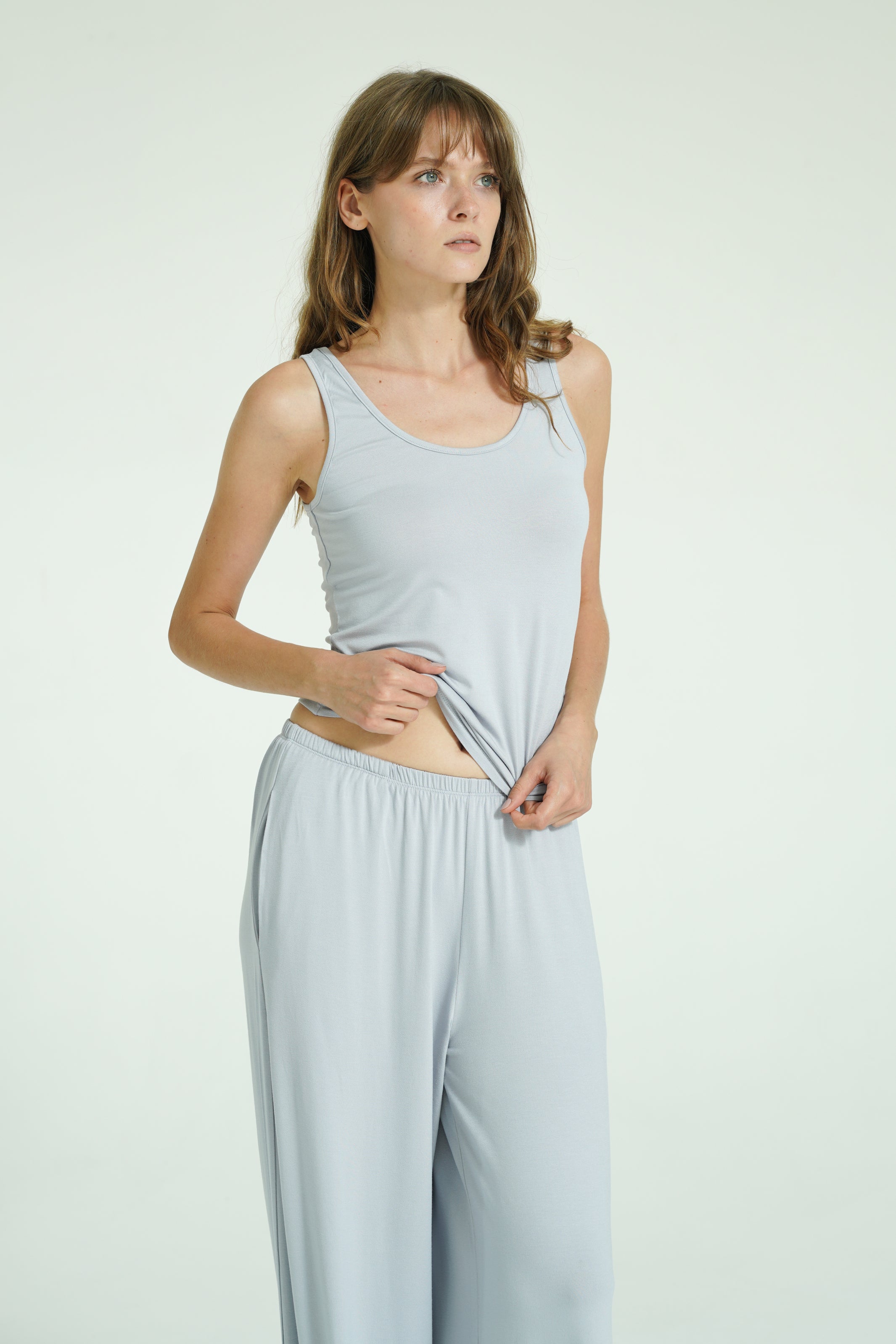 Dökümlü Rahat Pantolon - Buz Mavisi