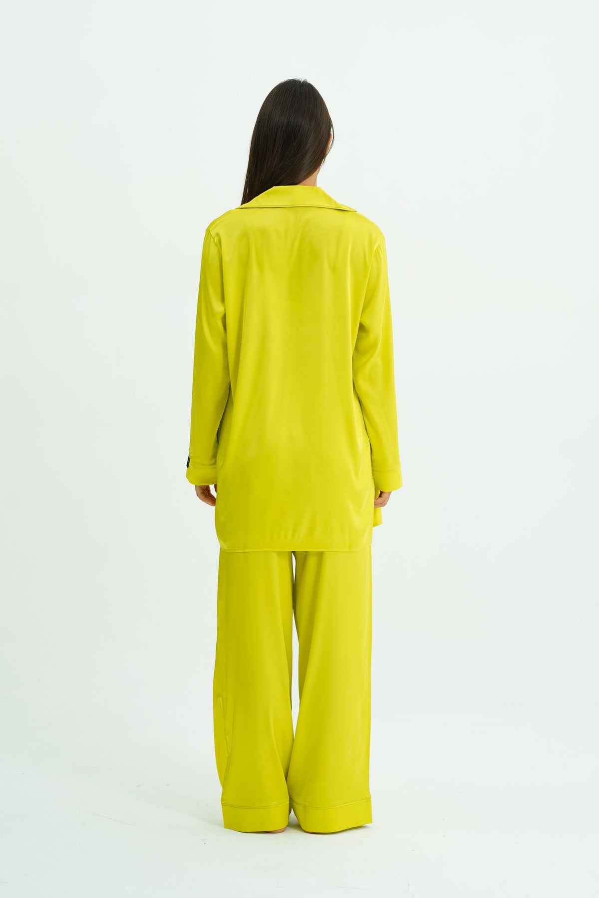 Citrus Glow Trio – 4 Parça Saten Pijama Seti