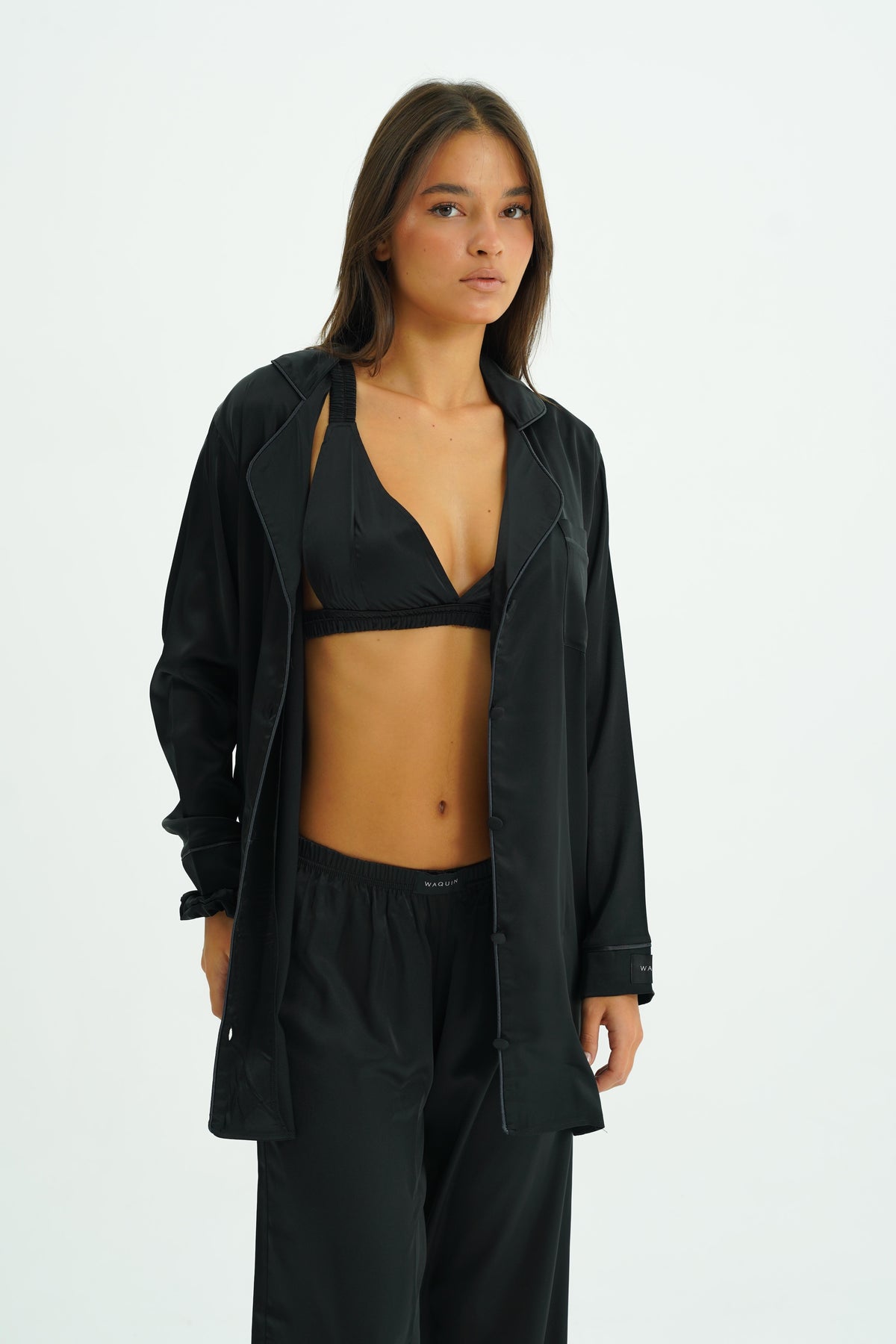 Noir Trio – 4 Parça Saten Pijama Seti