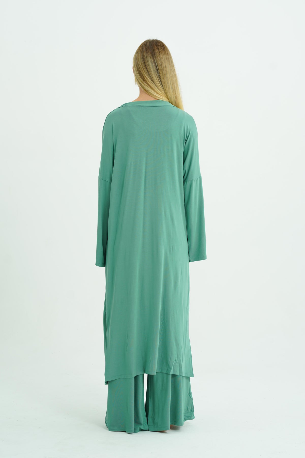 Kemerli Uzun Kimono - Mint Yeşili