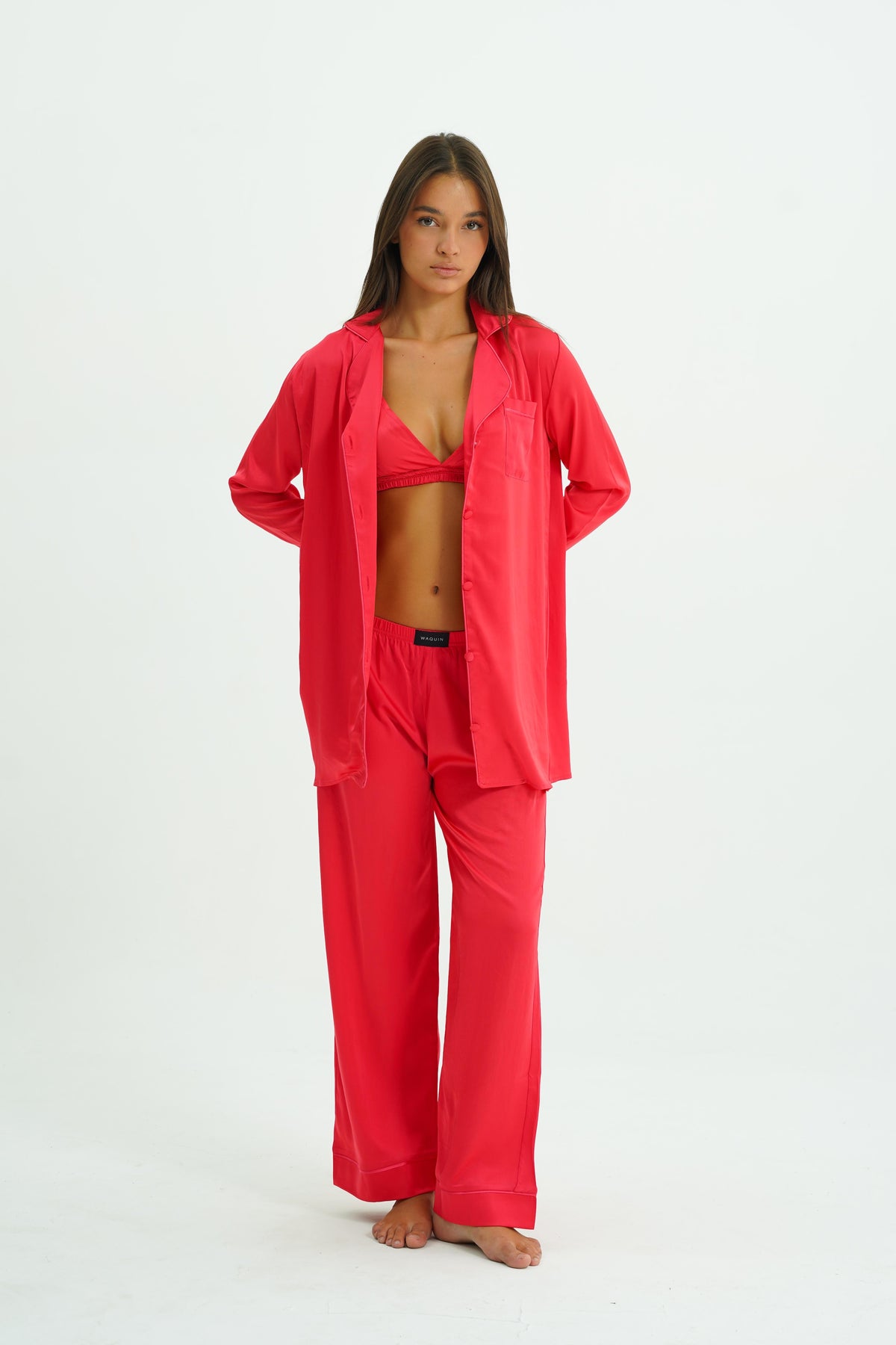 Ruby Trio – 4 Parça Saten Pijama Seti