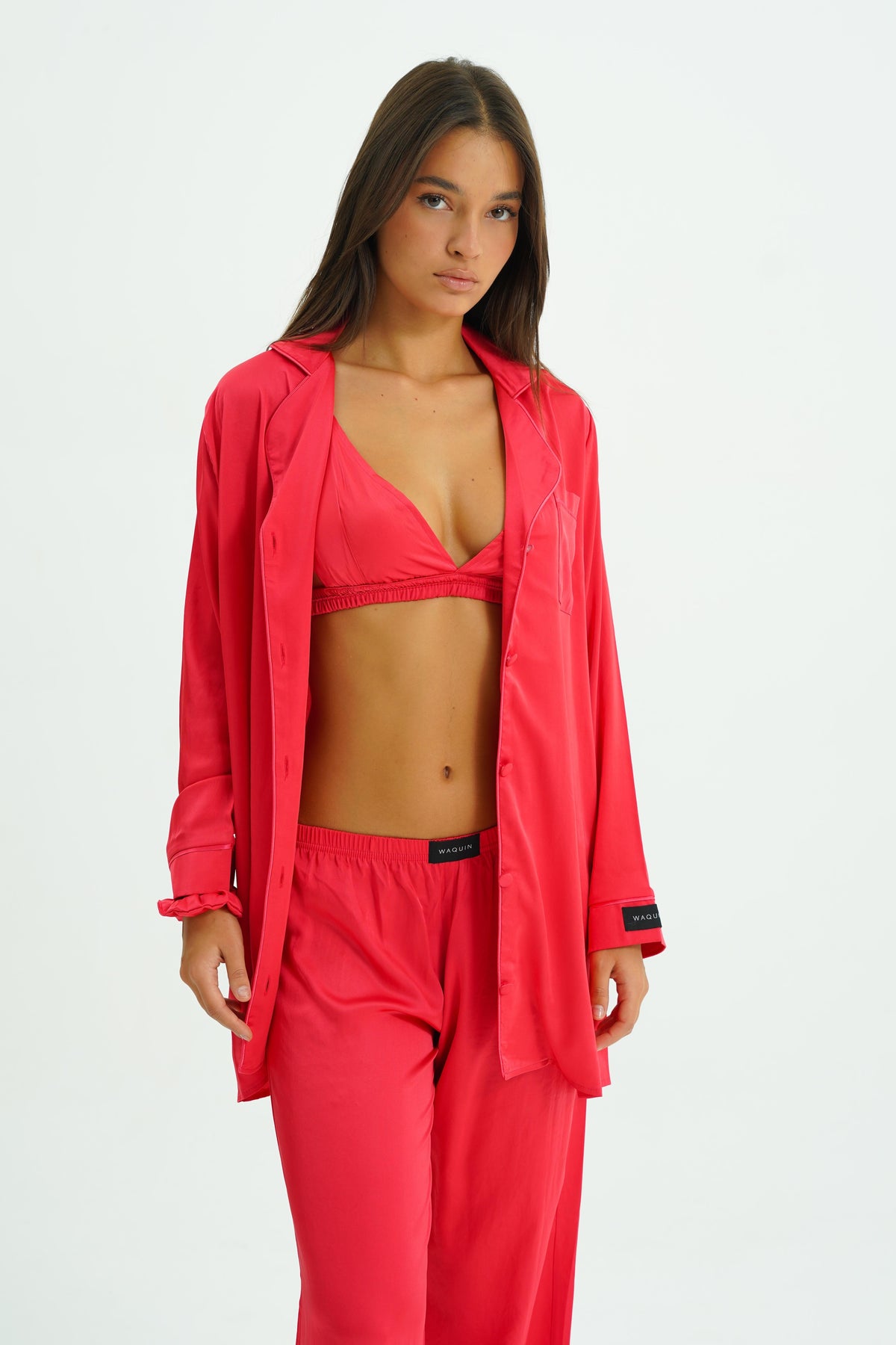 Ruby Trio – 4 Parça Saten Pijama Seti