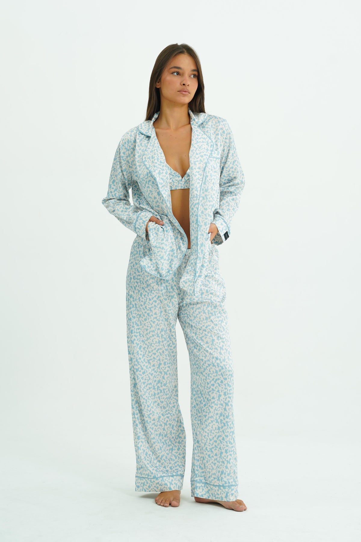 Ciel Bleu – 4 Parça Saten Pijama Seti