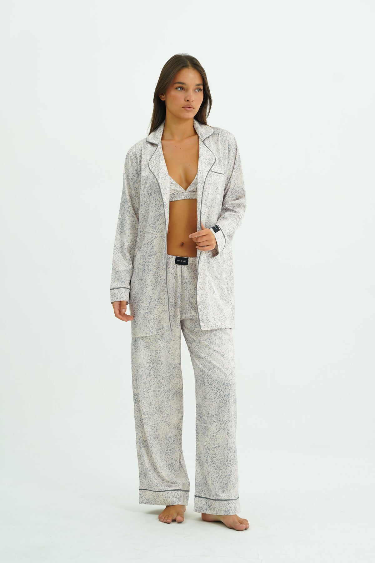 Ethereal Mist – 4 Parça Saten Pijama Seti