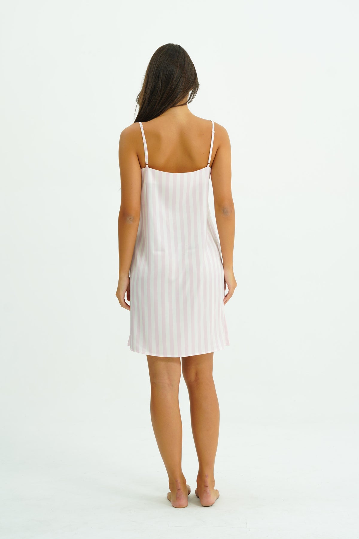 Blush Stripe - Saten Gecelik